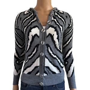 L.A.M.B. Button Up Hooded Sweater 100% Wool Size Medium